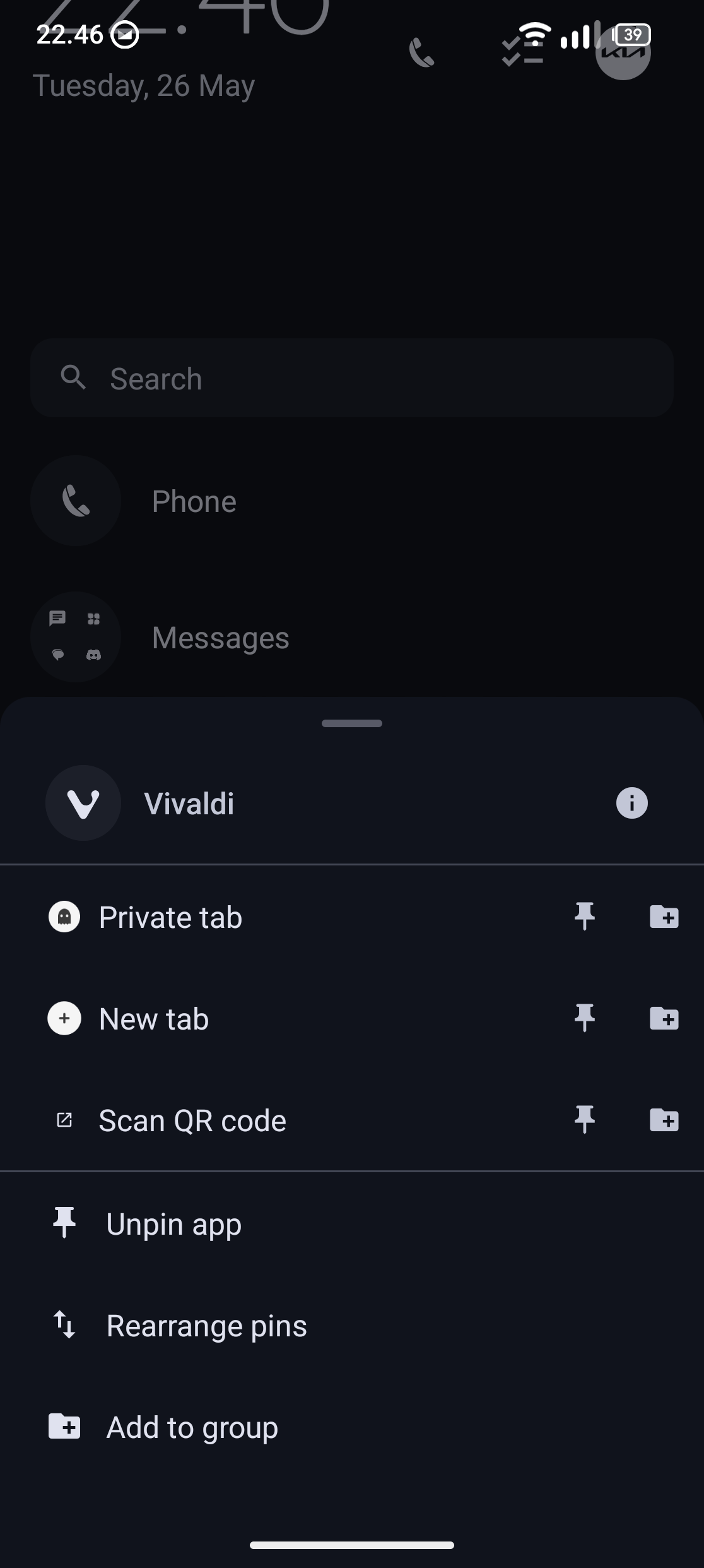 App shortcuts