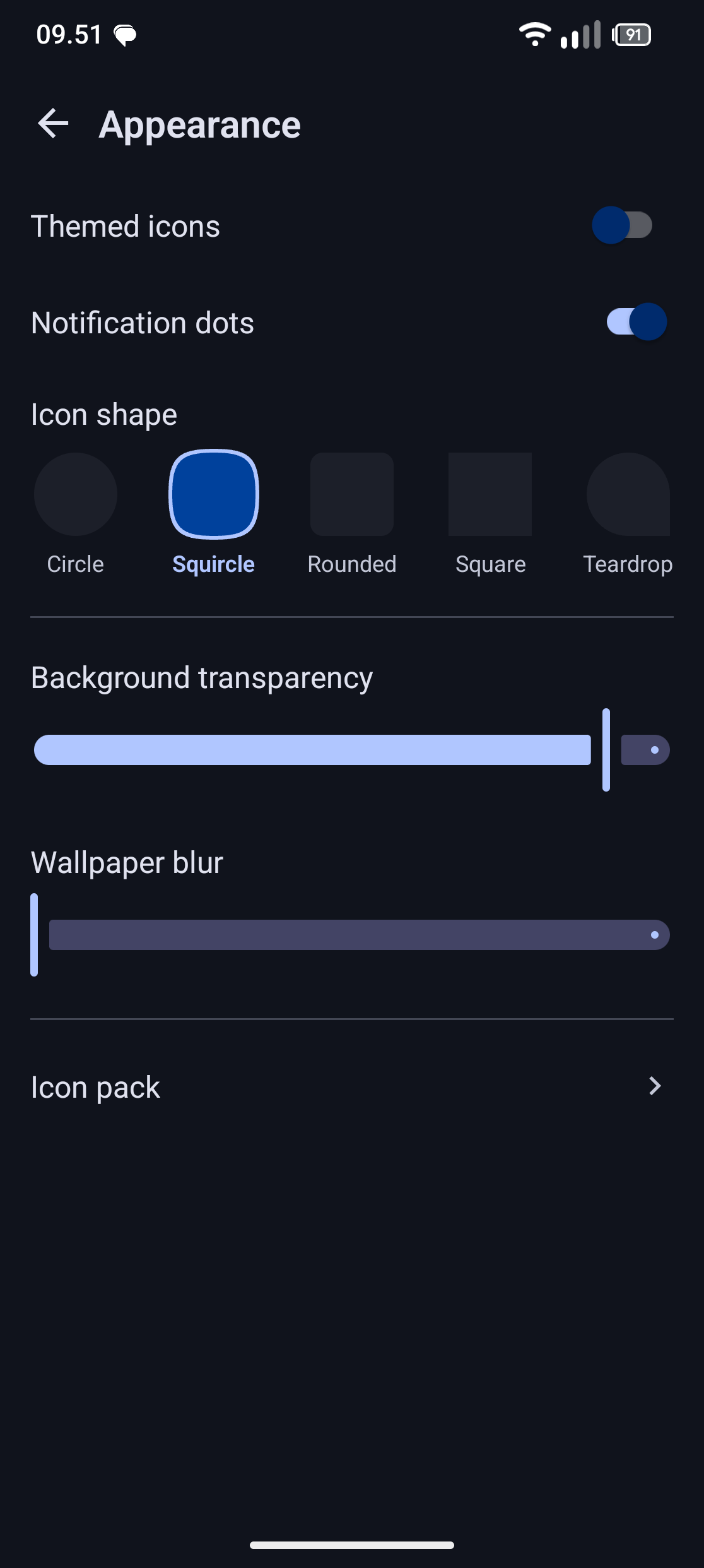 Appearance settings